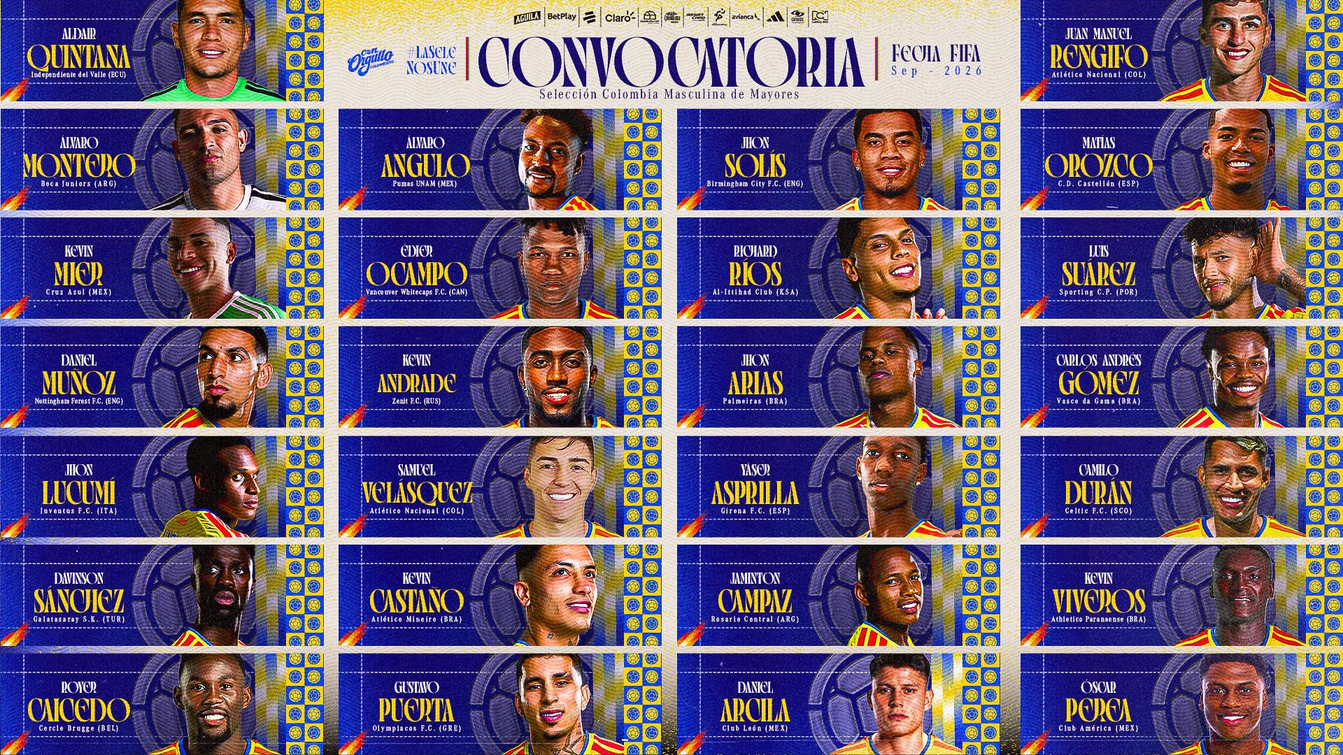 Góc Nhìn Gemwin: Danh sách 26 người Colombia: Diaz vắng, Lucumi, Munoz có tên